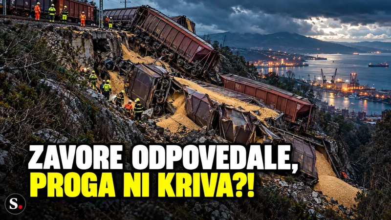 11 vagonov z žitom v prepadu pri Reki. Upravljavec prog pravi, da proga ni kriva