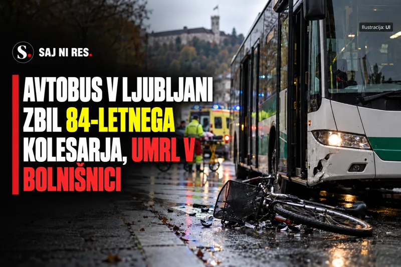 Avtobus v Ljubljani zbil 84-letnega kolesarja na kolesarskem prehodu, umrl je v bolnišnici