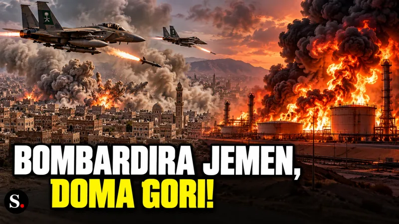Savdska Arabija bombardira Jemen. Doma ji medtem brez pojasnila gori lastna nafta.